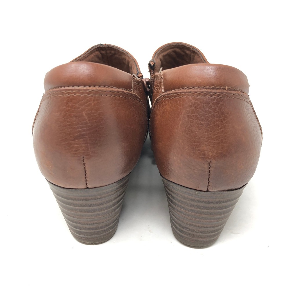 Clarks Womens 7 Valerie May Ankle Booties Brown Leather Strap Comfort Heel - Picture 5 of 9